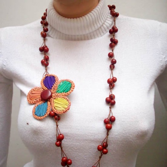 WHOLESALE AZAID (ACAID) NECKLACES WITH STRAW FLOWER  - PERUINCASHOP