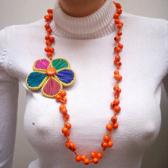 WHOLESALE AZAID (ACAID) NECKLACES WITH STRAW FLOWER  - PERUINCASHOP