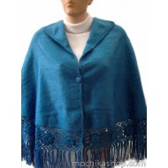 PERUVIAN CLOAK MODEL" ROSES" MADE OF ALPACA WOOL COMBED