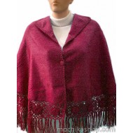 PERUVIAN CLOAK MODEL" ROSES" MADE OF ALPACA WOOL COMBED