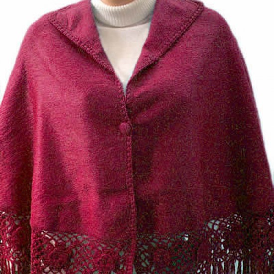 PERUVIAN CLOAK MODEL" ROSES" MADE OF ALPACA WOOL COMBED