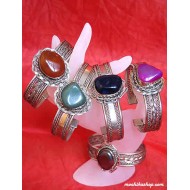 24 WHOLESALE PERUVIAN AGATE STONE BRACELETS WITH ALPACA SILVER